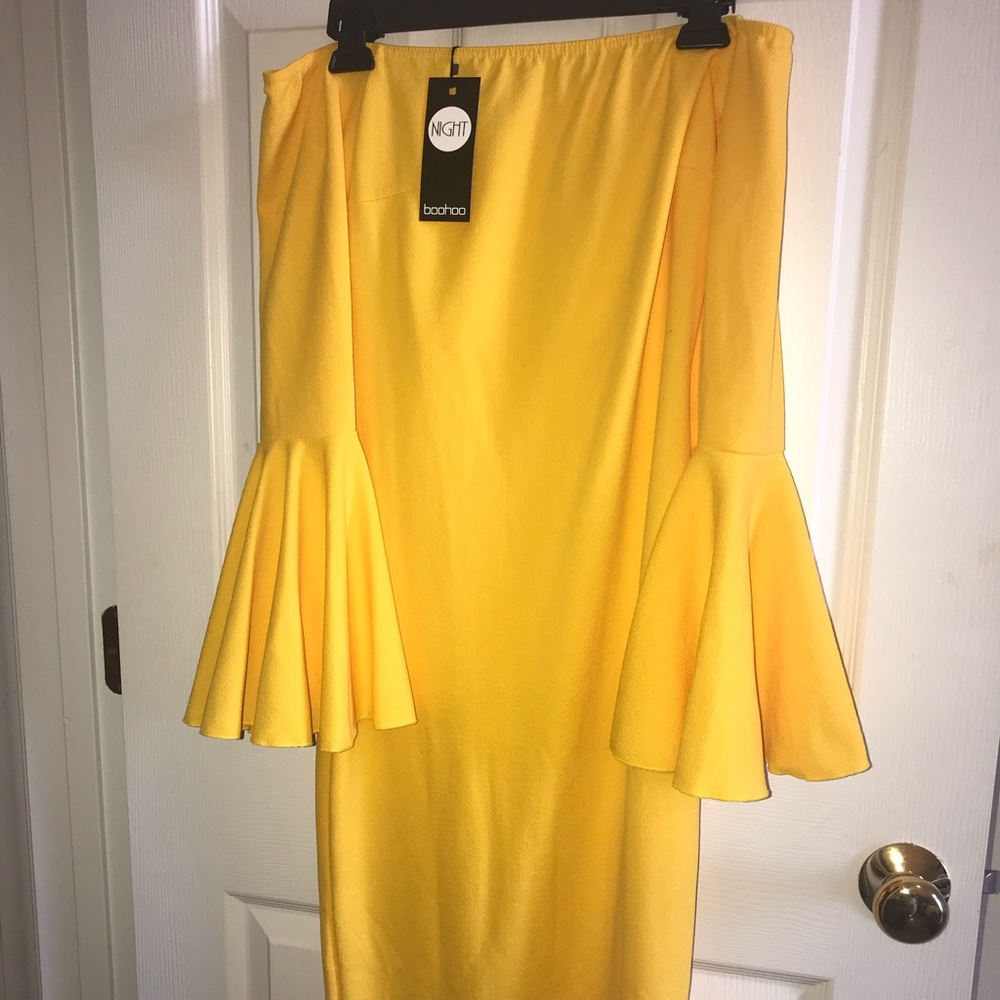Boohoo off the shoulder dress